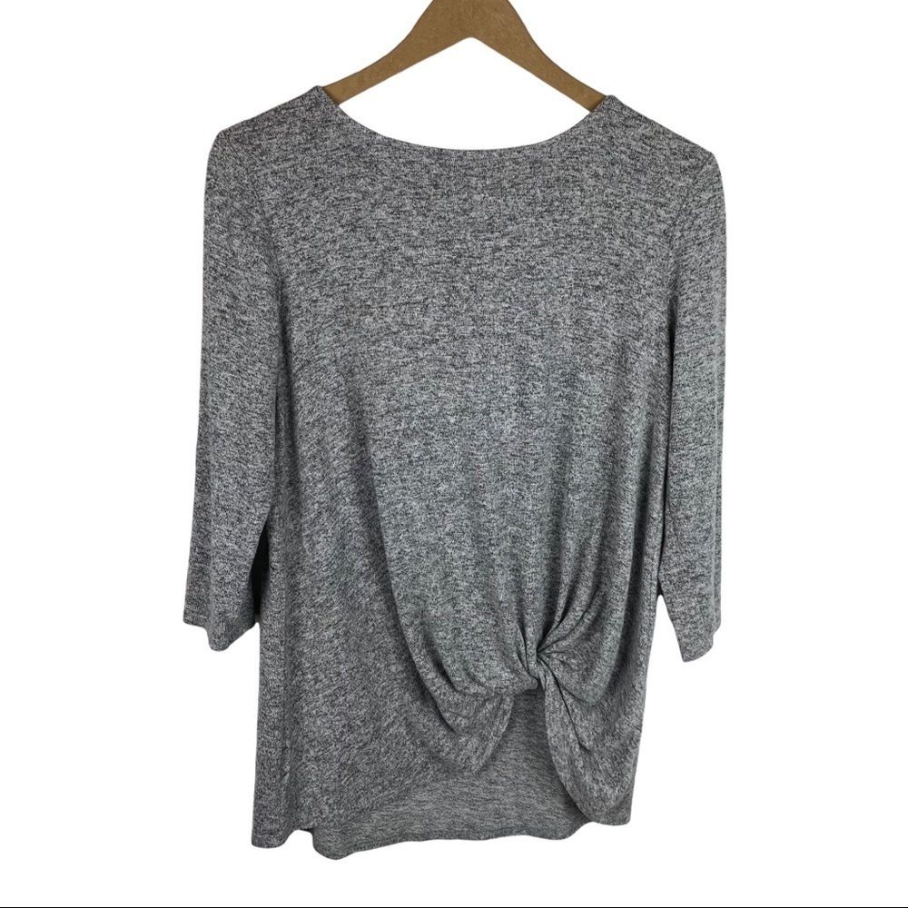 Gibson Heather Gray 3/4 Sleeve Twist Top